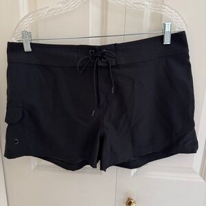 Jag Women's Black Large Swim Shorts Drawstring Tie Cargo Pocket Short